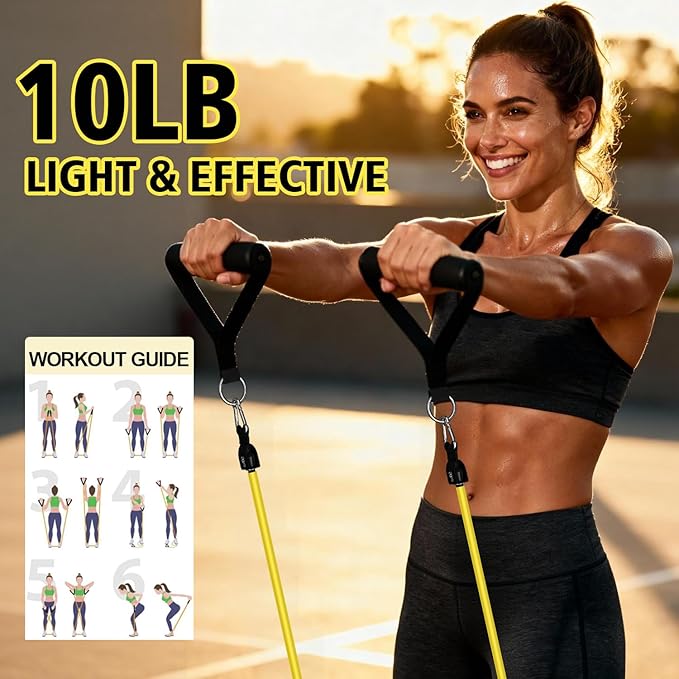 WHATAFIT Resistance Bands Set with Handles - Exercise Bands Home Gym Strength Training Equipment, Includes Door Anchor & Ankle Straps for Full Body Workout Bands, Physical Therapy