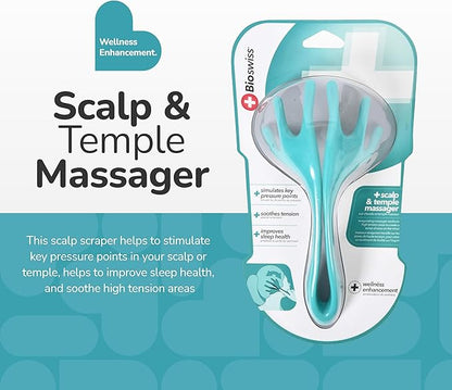 BioSwiss Head Massager, Handheld Scalp and Temple Tingler and Scratcher, Relaxing Hair and Head Stimulation Tool