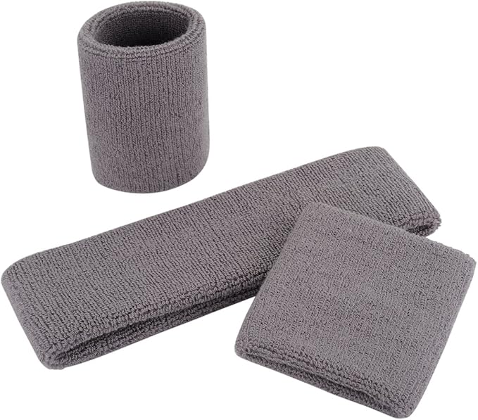 ONUPGO Sweatband Set Sports Headband Wristband Set Sweatbands Terry Cloth Wristband Wrist Sweatband Headbands Moisture Wicking Sweat Absorbing Head Band