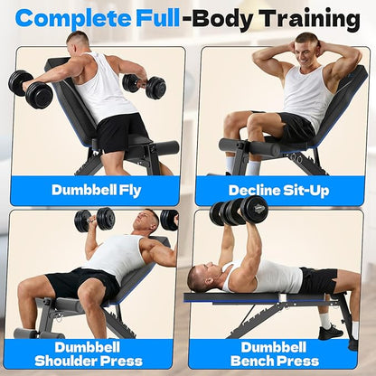 Adjustable Folding Weight Bench for Home Gym, 660 lbs Capacity Multi-Functional Workout Bench Sturdy Durable for Full Body