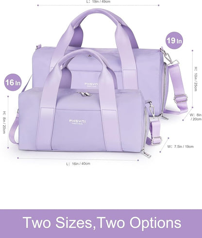 Gym Bag for Women Girls with Shoe Compartment & Wet Pocket - Duffle Bag for Travel Sports Fitness Workout Athletic, 19"-Medium, Purple