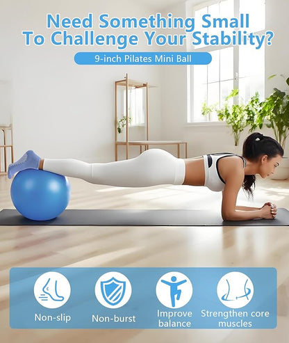 Pilates Ring Set with Adjustable Resistance - Full Body Workout Kit for Women, Portable Travel Bag & Anti-Slip Accessories - Blue