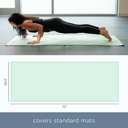 S&T INC. Yoga Mat Towel, Quick Dry Towel, Soft and Absorbent for Gym, Pilates, and Hot Yoga Mat, 2 Pack, 26.5 inches x 72 inches, Microfiber, Blue & Sage Green