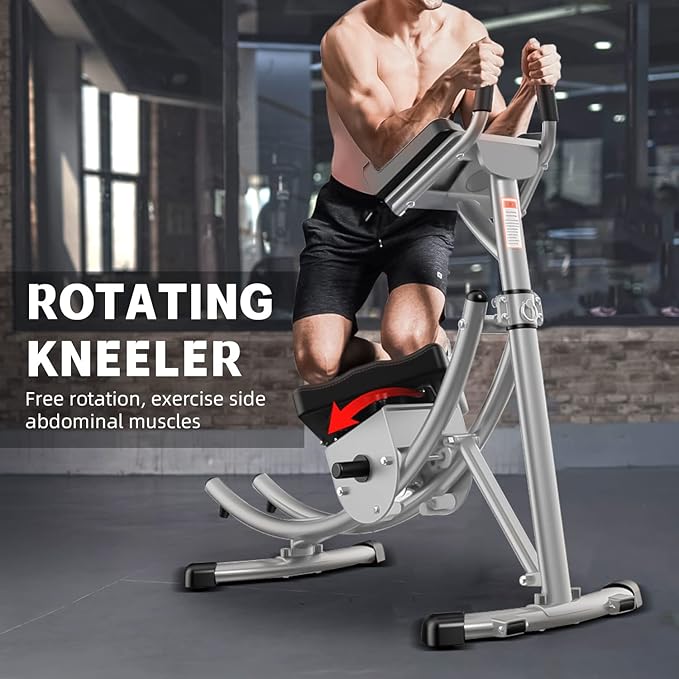 Ab Machine - Core Abdominal Trainers AB Workout Machine Home Gym Strength Training Foldable Fitness Equipment with LCD Monitor (Grey)