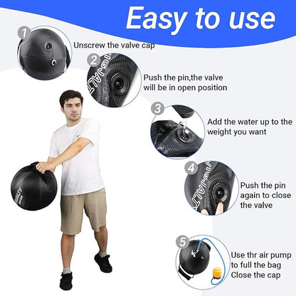 Heavy Aqua Bags-Water weight Bag 38-66Ibs - Ultimate Core Water Weights Aqua Ball-Adjustable Workout Sandbag Alternative for Full Body Exercise, Portable Stability Fitness & Balance Trainer Equipment