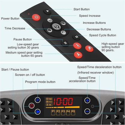 SoftGym Vibration Plate Exercise Machine for Lymphatic Drainage,Power Vibrate Stand Shake Board 450 Lbs Capacity Whole Body Workout Waver with Fitness Resistance Bands Weight Loss Gifts for Women Men