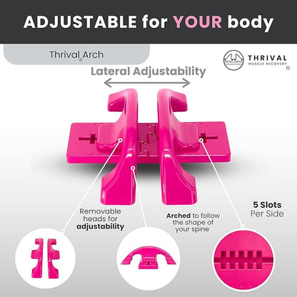 Thrival Arch Back Stretcher - Specialized Psoas Muscle Release Tool for Hip Flexor, Back, Glute, Iliacus, and Neck - Spine Decompressor, Trigger Point, and Myofascial Release – Pink