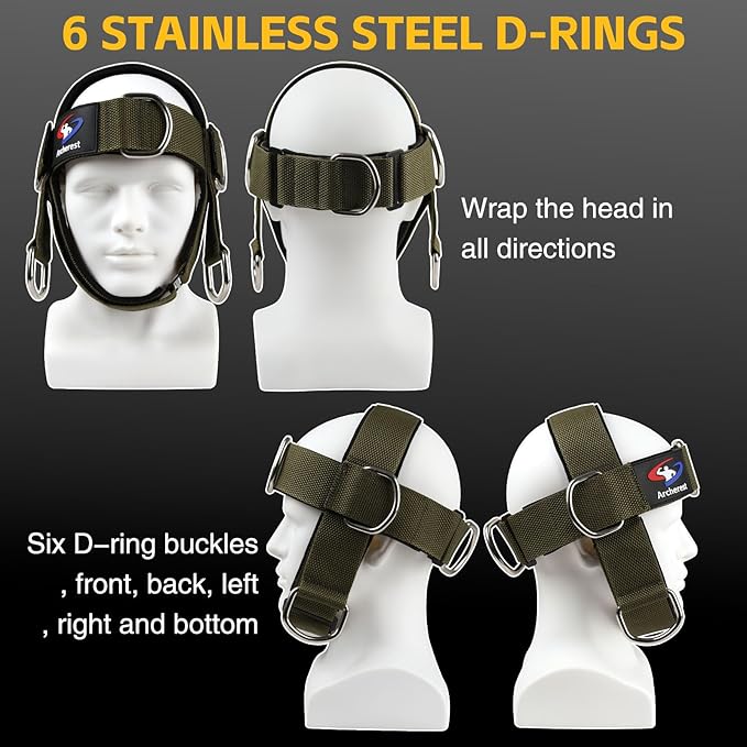 Fitness Neck Head Harness Trainer, Adjustable Chin Strap and Head Harness Strength, Neoprene Neck Exerciser for Weight Lifting, Home and Gym Use