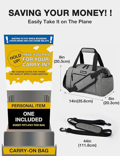 Noozion 14 inch Small Gym Bag for Women & Men, Lightweight Carry On Mini Duffle Bag with Multiple Pockets, Sports Bag for Travel and Workout.