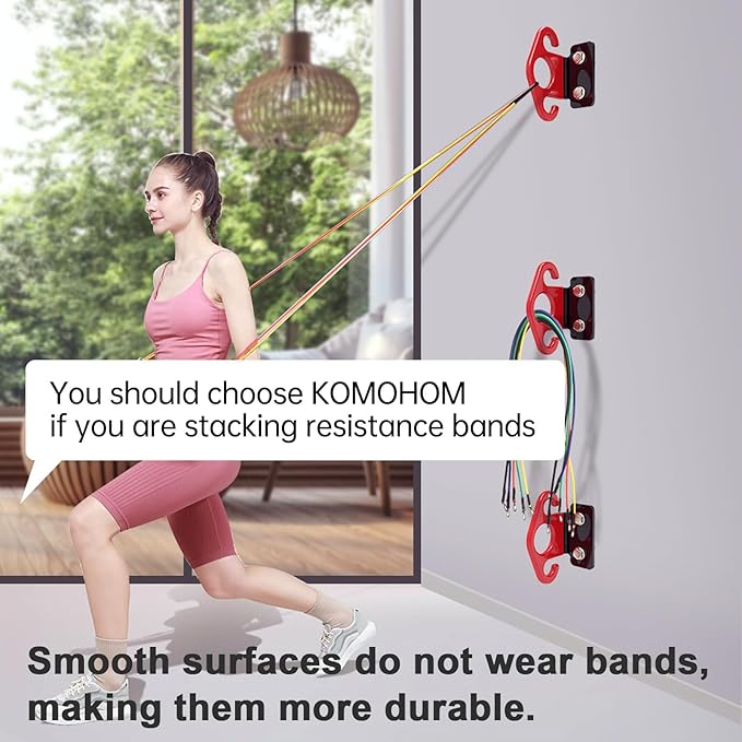 Resistance Band Wall Anchors, Space-Saving Workout Wall Mount Anchor for Home Gym Workouts, Physical Therapy, and Strength Training,Wall Anchor for Resistance Bands Dark red (3pcs)