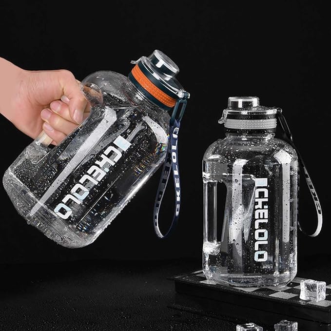 75 Oz Gym Water Bottle, Bpa Free Clear Plastic Water Bottle with Time Marker,Wide Mouth Reusable Large Plastic Water Bottles for Gym Home Hiking Outdoors Workout Camping Sports Travel