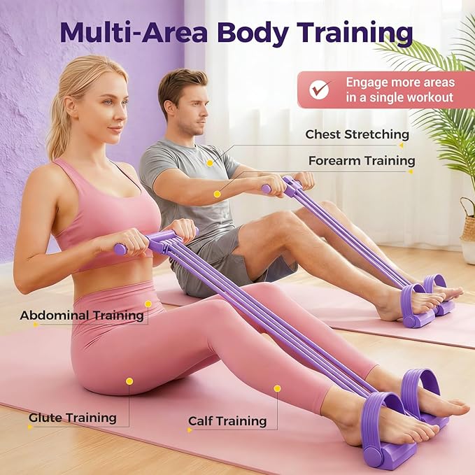 3 in 1 Pedal Resistance Bands with Handles, 2026 New 8 Tube Foot Pedal Resistance Band, Multifunction Pedal Resistance Device for Home Workout, Tension Rope for Exercise Women Men