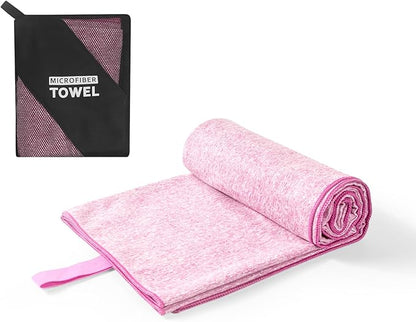 Quick Dry Microfiber Beach Towel,Large Camping Travel Gym Body Sweat Swimming Pool Hot Yoga Mat Towels(Pink, 30X60 Inch)