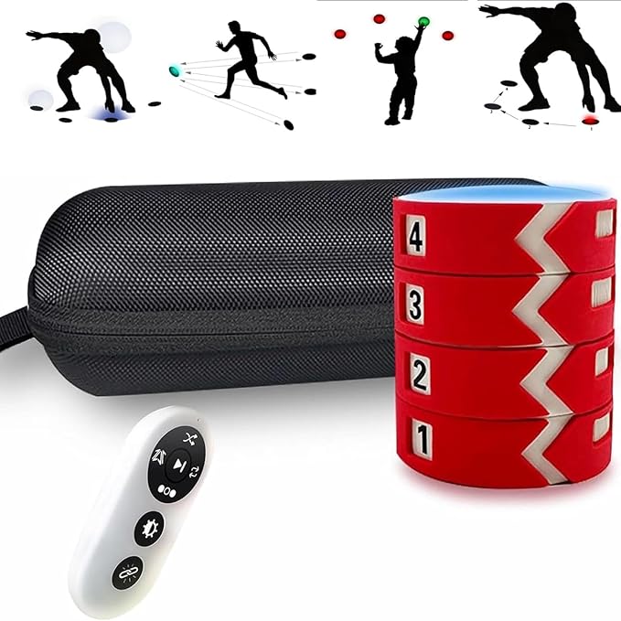 Reaction Training Lights Pod, Agile Fitness Light, 4 Training Modes and 4 Light Colors with Remote Control Hand-Eye Coordination Training, Reaction-Enhancing Speed and Agility