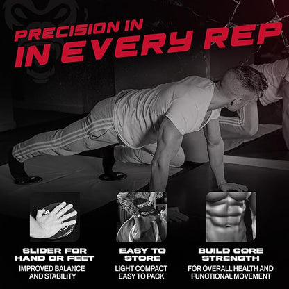 Core Sliders by Beast Gear – Double Sided Gliding Discs for Abdominal Exercises - Carpet and Hard Floors