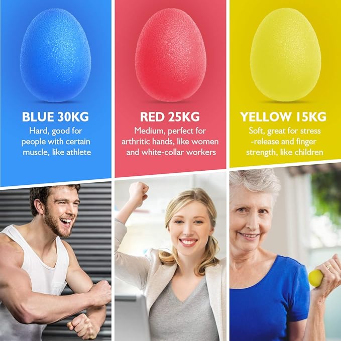 Peradix Hand Grip Strength Trainer, Stress Relief Ball, Wrist Rehab Therapy Hand Grip Equipment Ball Squishy Tools - Set of 3 Finger Resistance Exercise Squeezer