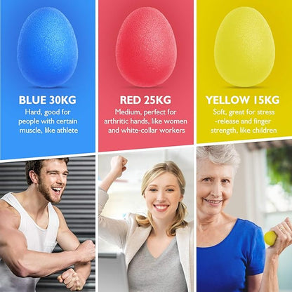 Peradix Hand Grip Strength Trainer, Stress Relief Ball, Wrist Rehab Therapy Hand Grip Equipment Ball Squishy Tools - Set of 3 Finger Resistance Exercise Squeezer