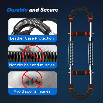 Merach Twister Arm Trainer, Adjustable Power Twister Bar, Chest Workout Equipment for Men, Portable Upper Body Workout Machine, Detachable Spring Resistance Home Fitness Equipment