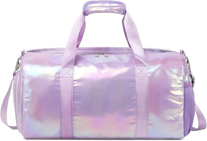 Dance Bag for Girls Sports Gym Duffle Bag with Shoes Compartment Wet Pocket Weekender Carry On Travel Duffel Bag for Teens Girls