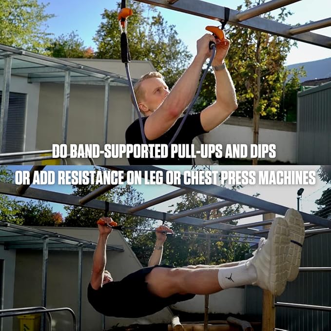 Angles90 Pull Up Assistance Bands - 2-Pack Black & Blue, 40 & 20 lb - Suspension Training with Angle 90s Grips - Deadlift Platform Bands for Lower Body - Pull Up Bar Assistance for Upper Body