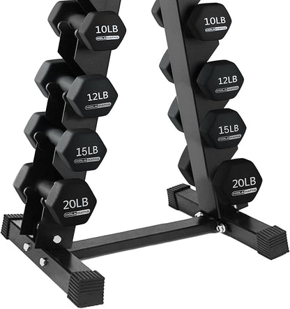 HolaHatha 2, 3, 5, 8, and 10 Pound Neoprene Dumbbell Free Hand Weight Set with Rack, Ideal for Home Exercises to Gain Tone and Definition, Pastel