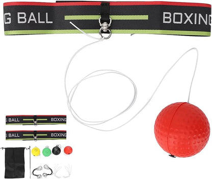 Adjustable Set 4 Balls + 2 Headbands for Boxing Training, Hand-Eye Coordination, Speed & Reflex Improvement, Novice Friendly