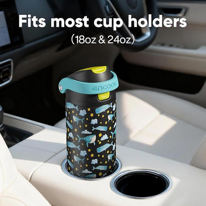 ENCOOL Leakproof Insulated Water Bottle with Straw Dual-Sip Water Bottle Bag-Safe Design for Work, Commute & Gym – Keeps Drinks Cold All Day, 24 oz, Sky Whale