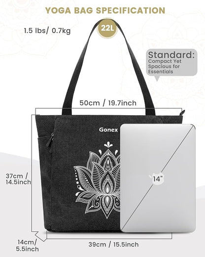 Gonex Yoga Mat Bag, Large Tote Bag with Multi Pockets for Women Men, Canvas Mat Carrier, Full Zipper Easy Access for Pilates Gym Travel