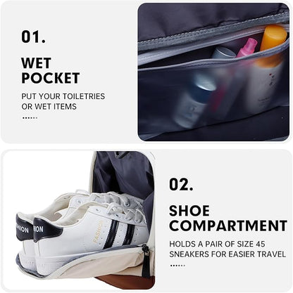 XEYOU Gym Bag for Women & Men, Sports Travel Duffel Bag with Shoe Compartment and Wet Pocket, Anti-Theft Carry On Weekender Bag for Airplane, Water Resistant Workout Overnight Bag for Travel Gym
