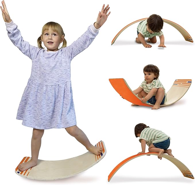 New Bounce Balance Board - Premium Wooden Wobble Board for Exercise & Balance Training - Supports Up to 480 Lbs. - Versatile Rocking Balance Boards for All Ages