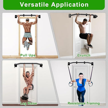 SELEWARE Heavy Duty Wall Mount Pull Up Bar, Joist Mount Chin Up Bar for Doorway, Sturdy Steel Construction, w/Resistance Band Hooks, Fits 32"/36" Wall Studs for Home Gym Strength Training