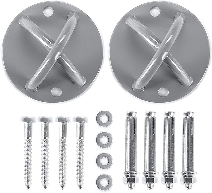 2 Pack Wall Mount Bracket for Suspension Straps, Ceiling Anchor Mount for Rings, Body Weight Strength Training Systems, Yoga Swings, Boxing Equipment