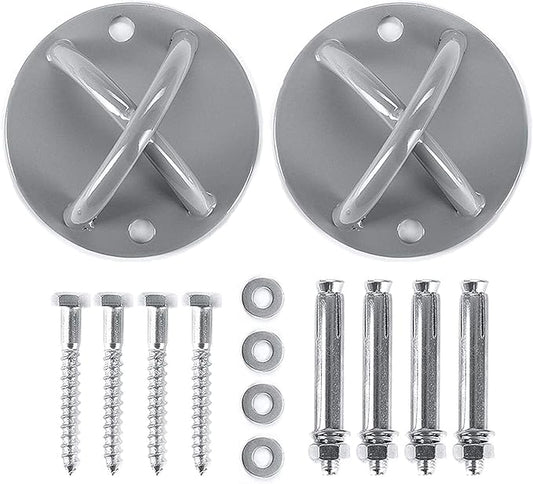 2 Pack Wall Mount Bracket for Suspension Straps, Ceiling Anchor Mount for Rings, Body Weight Strength Training Systems, Yoga Swings, Boxing Equipment