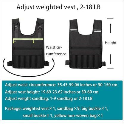 Adjustable Weighted Vest 2-18 LB, Soft and Washable to Keep Clean after Workout, Large Size Weighted Vest for Men and Women with Shoulder Pad, Chest Pocket for Phone and Keys