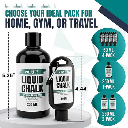 Liquid Chalk for Gym – Gym Chalk Liquid with Stronger Grip, Zero Slip, Dries in Seconds – Mess-Free Weightlifting Chalk for Crossfit, Rock Climbing & Gymnastics – Multiple