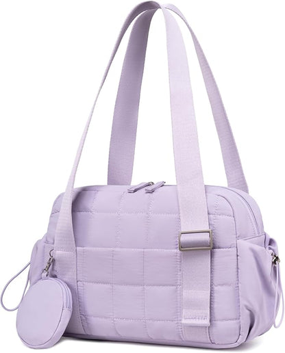 CAMTOP Mini Gym Bag for Women, Small Gym Tote Bag Puffy Quilted Sports Duffel Bag with Wet Compartment and Coin Purse Duffel Bags Dance Yoga Workout Bag for Gifts