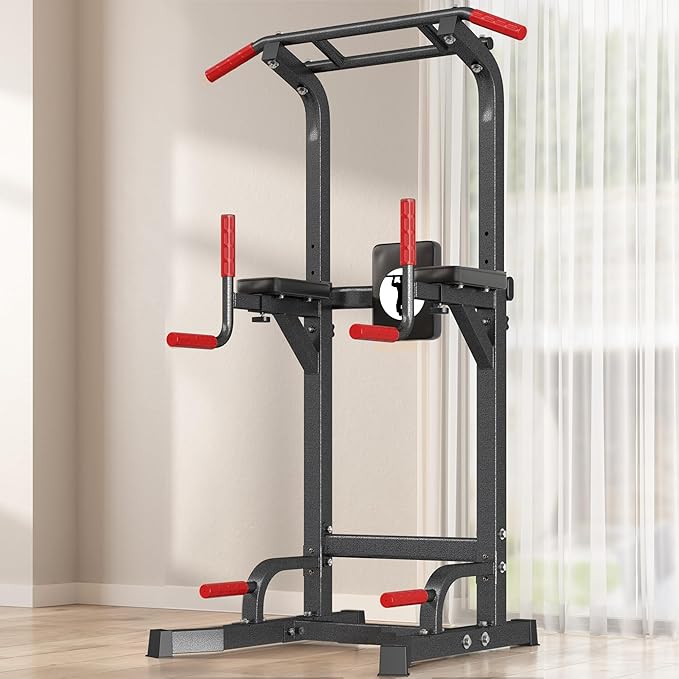 SogesPower Power Tower Pull Up Bar Station Multi-Function Pull Up Bar Stand for Home Gym, Adjustable Height Pull Up Dip Station Dip Bar Strength Training Fitness Equipment,Up to 500LBS