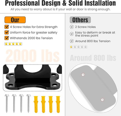 3 PCS Resistance Bands - Workout Wall Mount & Door Anchors for Hanging Straps, Home Gym & Physical Therapy