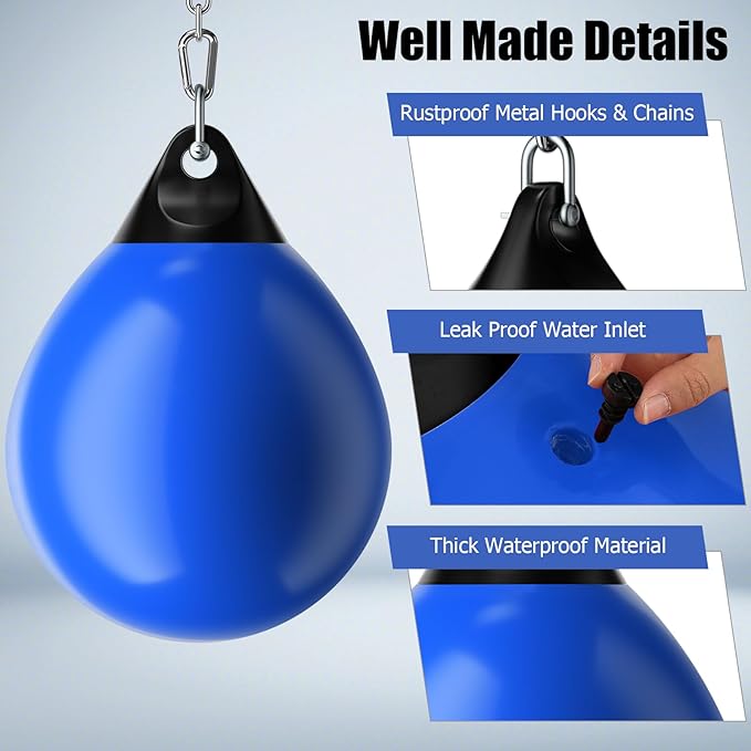 GYMAX Punching Bag, Water Aqua Bag w/Water Injector & Hanging Accessories, Folding Heavy Duty Boxing Bag for Home Gym, Boxing Training Equipment for Adults