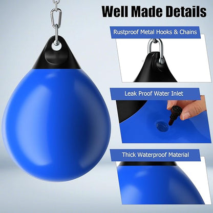 GYMAX Punching Bag, Water Aqua Bag w/Water Injector & Hanging Accessories, Folding Heavy Duty Boxing Bag for Home Gym, Boxing Training Equipment for Adults