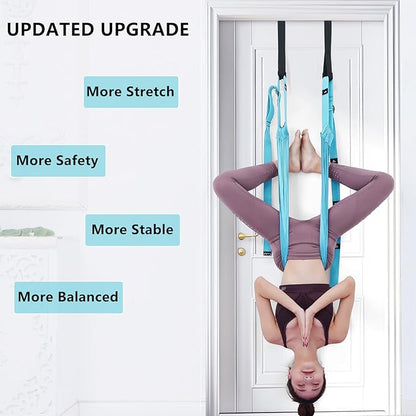 Yoga Stretching Strap, Leg Waist Back Bend Auxiliary Yoga Stretch Band, Upgraded Version with Door Anchor 2 Resistance Rope Stretch Strap Inversion Trainer for Pilates Dance Aerial Yoga Fitness
