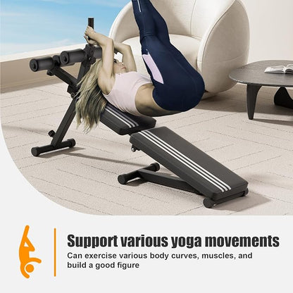 Sit Up Benches, Abs Workout Equipment, Foldable Hyperextension Roman Chair, Abdominal Gym Equipment,Utility Slant Board Exercise Benches for Strength Training and Home Gym Workouts Black