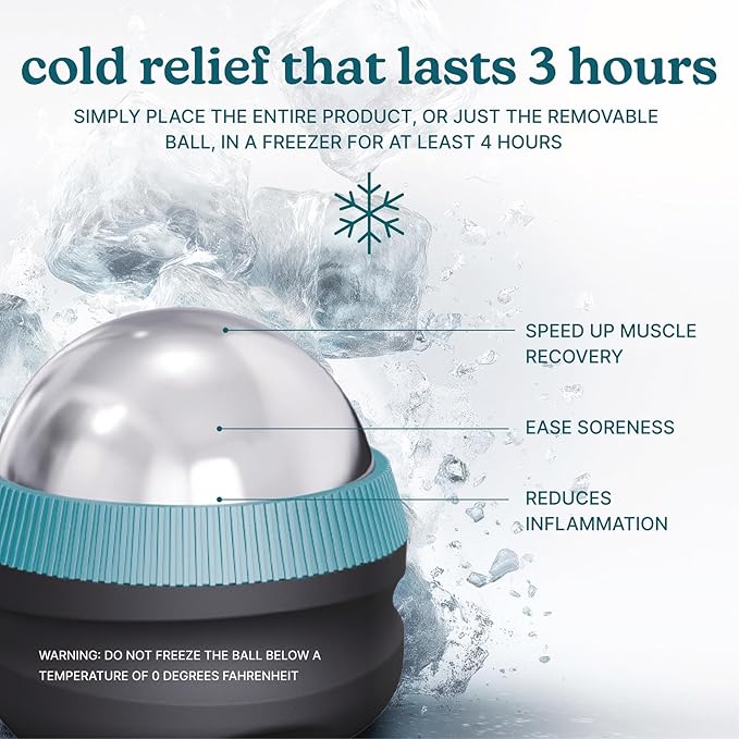 Homedics IcyGlide Massage Roller Ball, Cryo Ball Cold Therapy for Rapid Pain Relief, 360-Degree EasyGlide Technology, Great for Post-Workout Muscle Recovery, Full Body Treatment, Compact & Portable