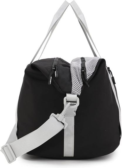 HEAD 45L Black Waterproof Gym Duffel Bag for Women Men, Large Capacity Weekender Overnight Bag with Detachable Strap, Lightweight Travel Tote for Fitness, Yoga & Business Trips