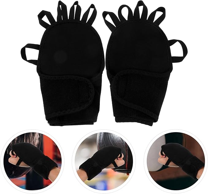 Weighted Boxing Gloves Adjustable Wrist Support Fitness Training Gloves for Kickboxing and Gym Workout, Black