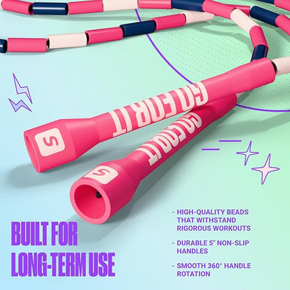 Sportbit Elite Beaded Jump Rope – Adjustable for Kids & Adults, Durable Fitness Skipping Rope for Cardio, Gym, Home & Outdoor Workouts