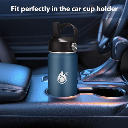 Insulated Water Bottle 40 oz with Straw, Stainless Steel Wide Mouth Water Bottle, Double Wall Vacuum Leak Proof with Straw Lid & Spout Lid for Sports or Office, Keep Cold or Hot Up to 24 Hrs