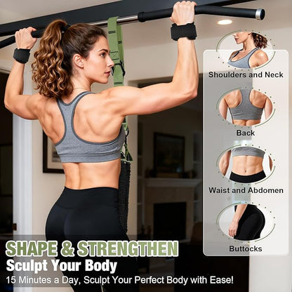 Upgraded Pull Up Assistance Bands for Women, Heavy Duty Resistance Bands with Handles, Exercise Band with Door Anchor, Workout Band Set for Pull Up Bar, Full Body Sculpting,Muscle Training, Home Gym