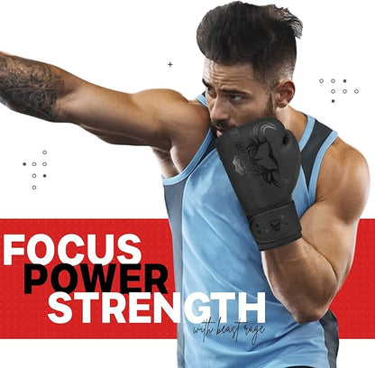 BEAST RAGE Boxing Gloves Muay Thai Kickboxing MMA Fight Bag Training Punch Hitting Workout Men Women Sparring Fitness Mitts Heavy Padded Martial Arts Sports