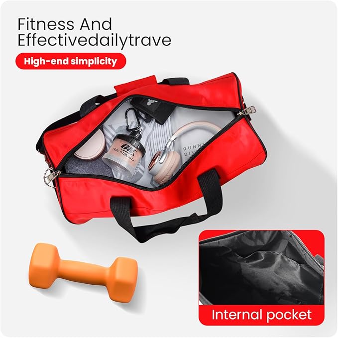 C&F BOGMOST Small Gym Bag for Women & Men,Small Lightweight Duffel Bag Carry On Bags Mini Duffel Travel Bag Waterproof Sports Bags for Workout/Sport/Travel, Red,Medium